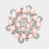 Rhinestone Pearl Brooch - Silver & Pink