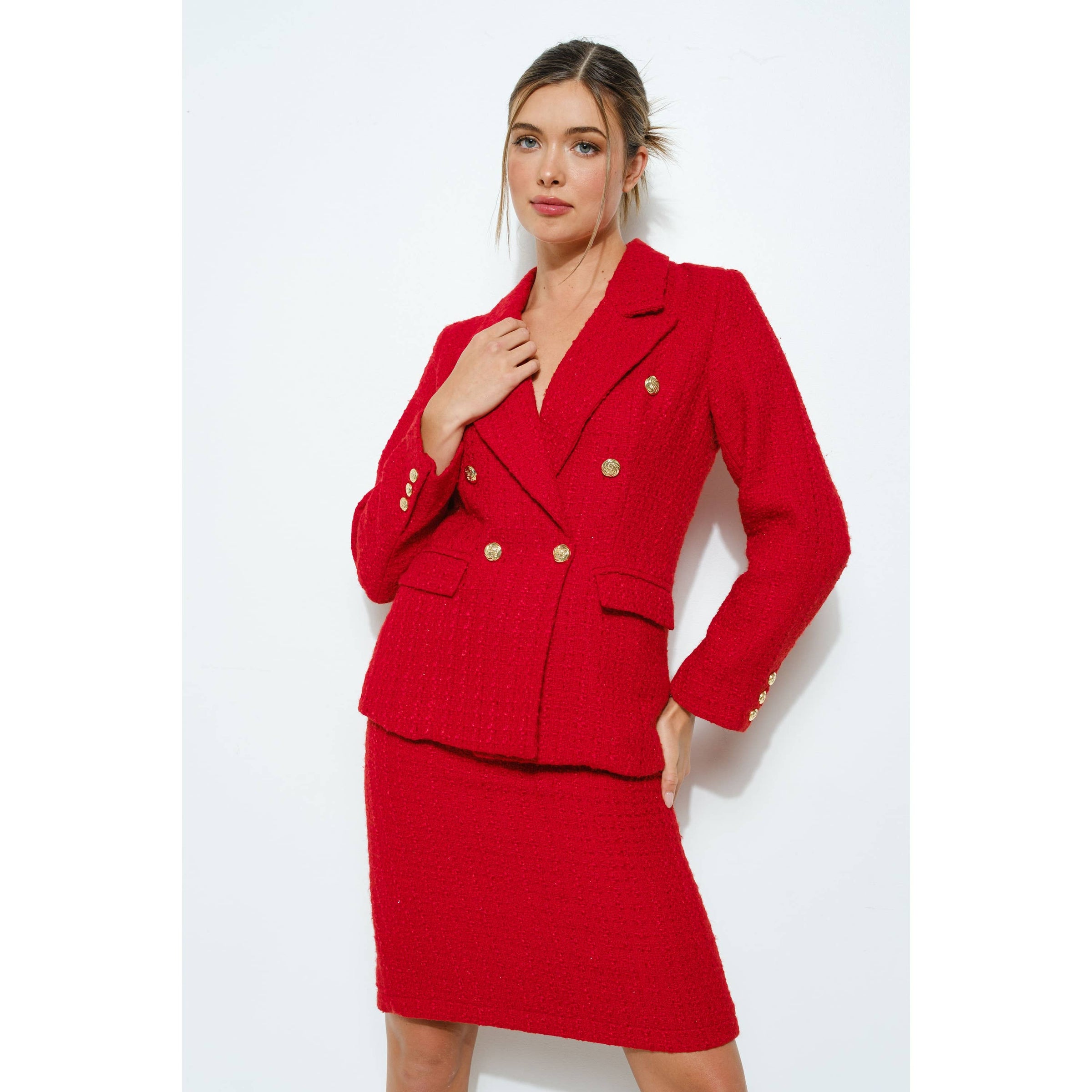 Natasha Tweed Blazer - Red