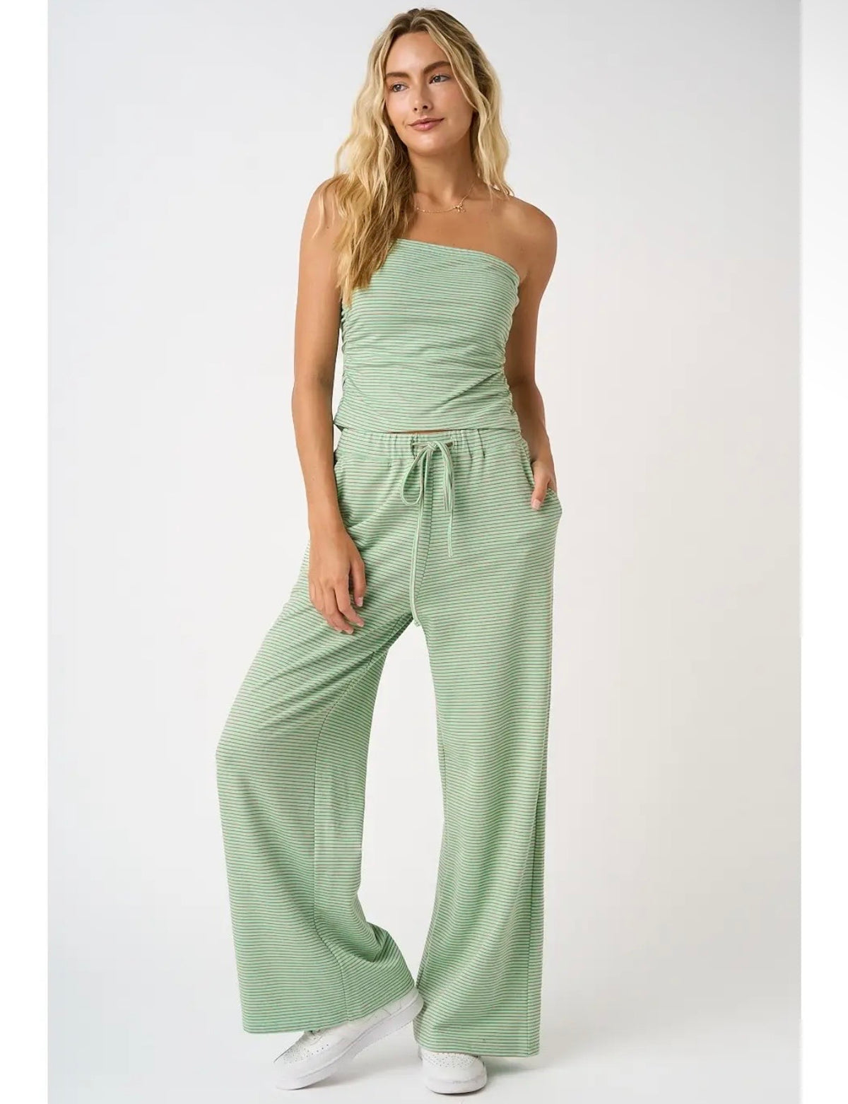 Striped Knit Pants - Mint
