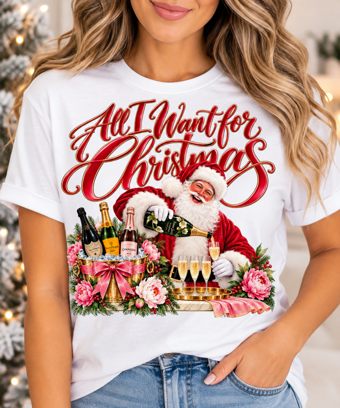 Champagne Santa Graphic Tee
