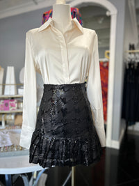 Sequin Ruffle Hem Mini Skirt