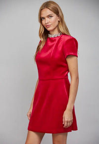 Rhinestone Velvet Mini Dress - Red