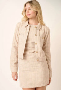 Blair Tweed Cropped Jacket - Sand
