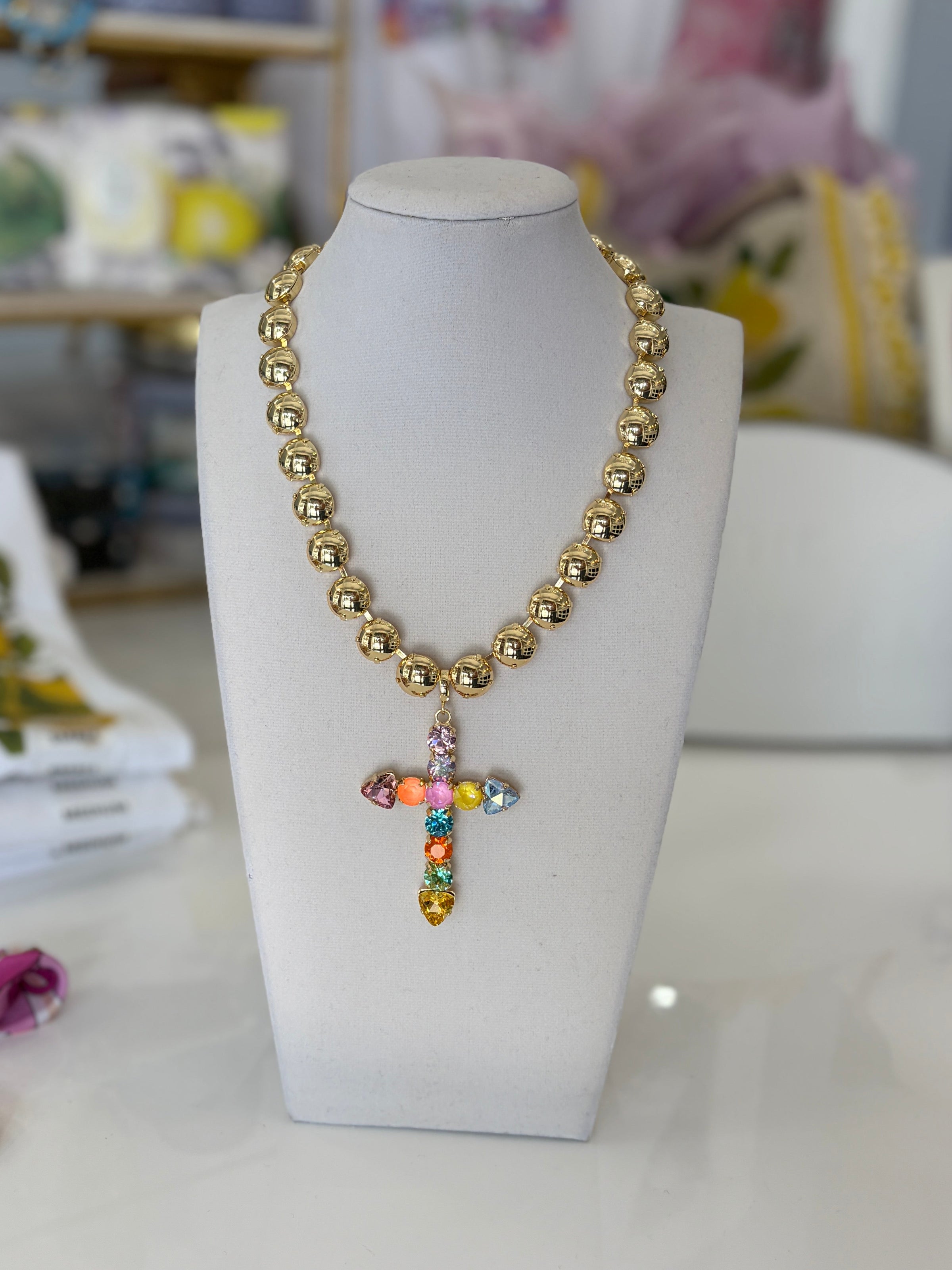 Crystal Vault Cross Necklace