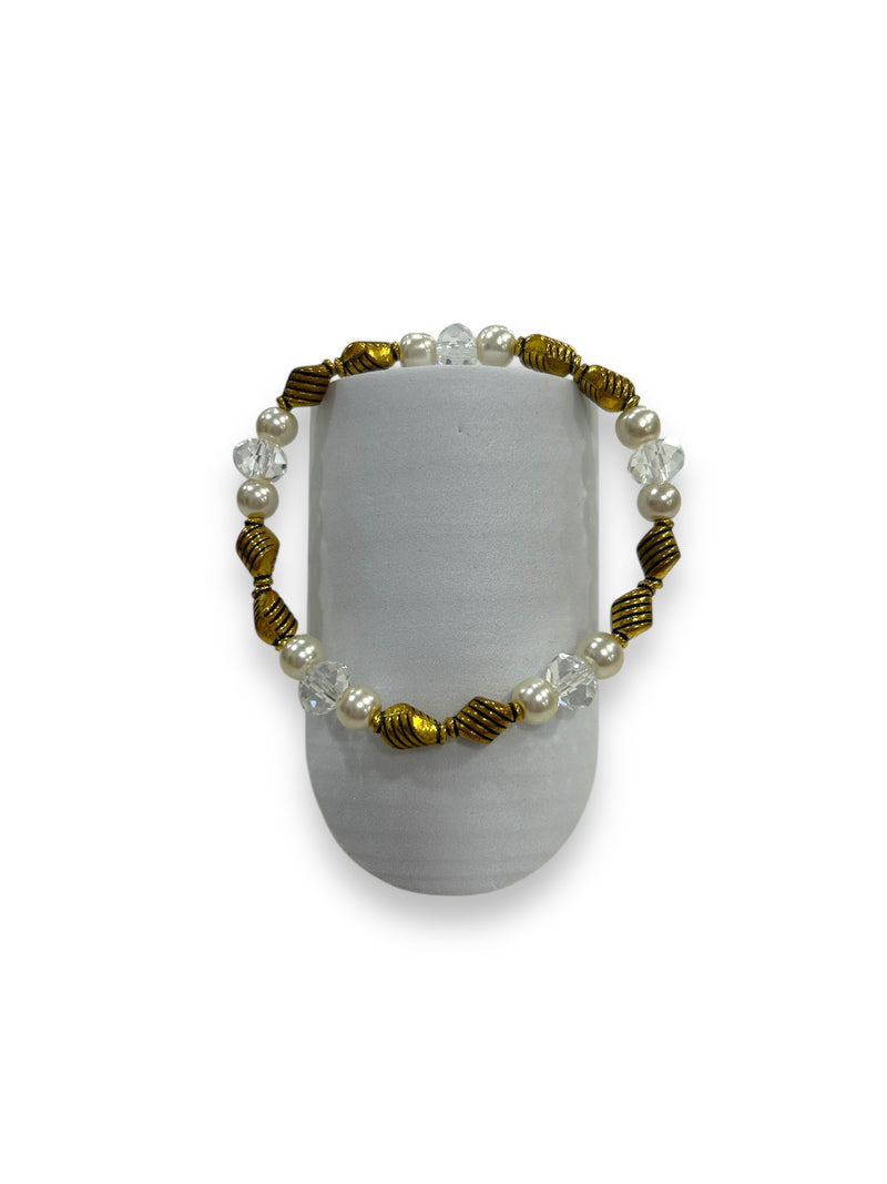 Pearl & Gold Beaded Bracelet