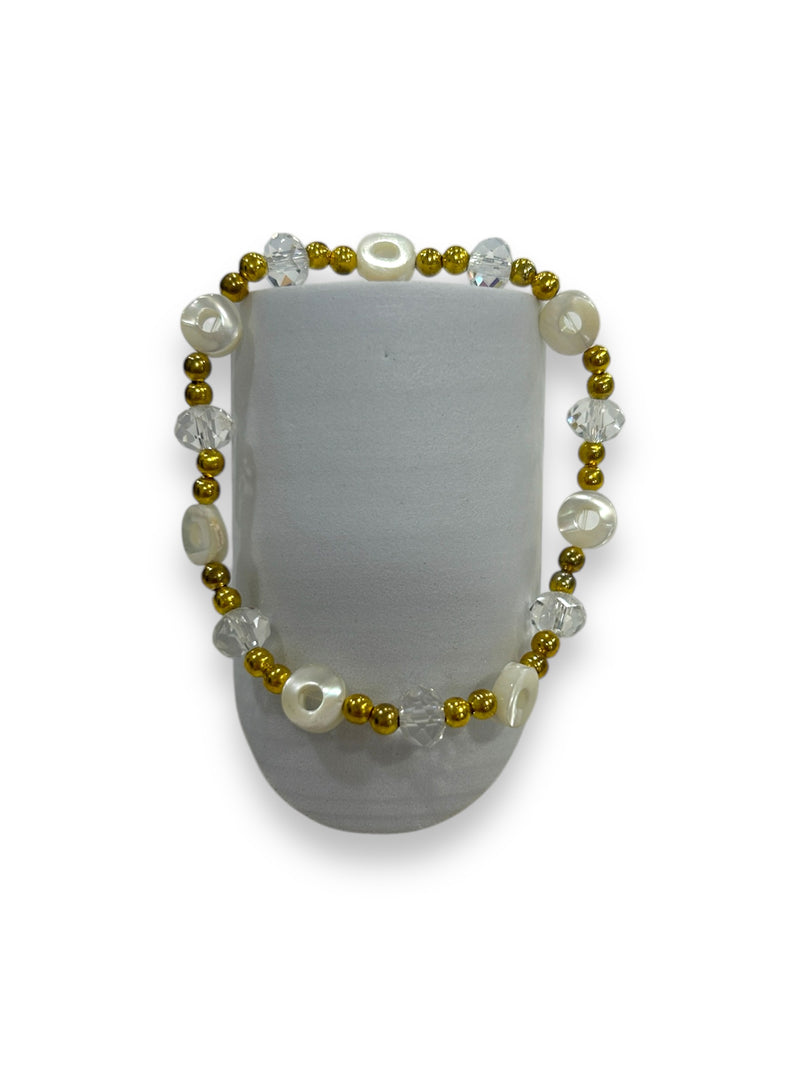 Pearl & Gold Beaded Bracelet