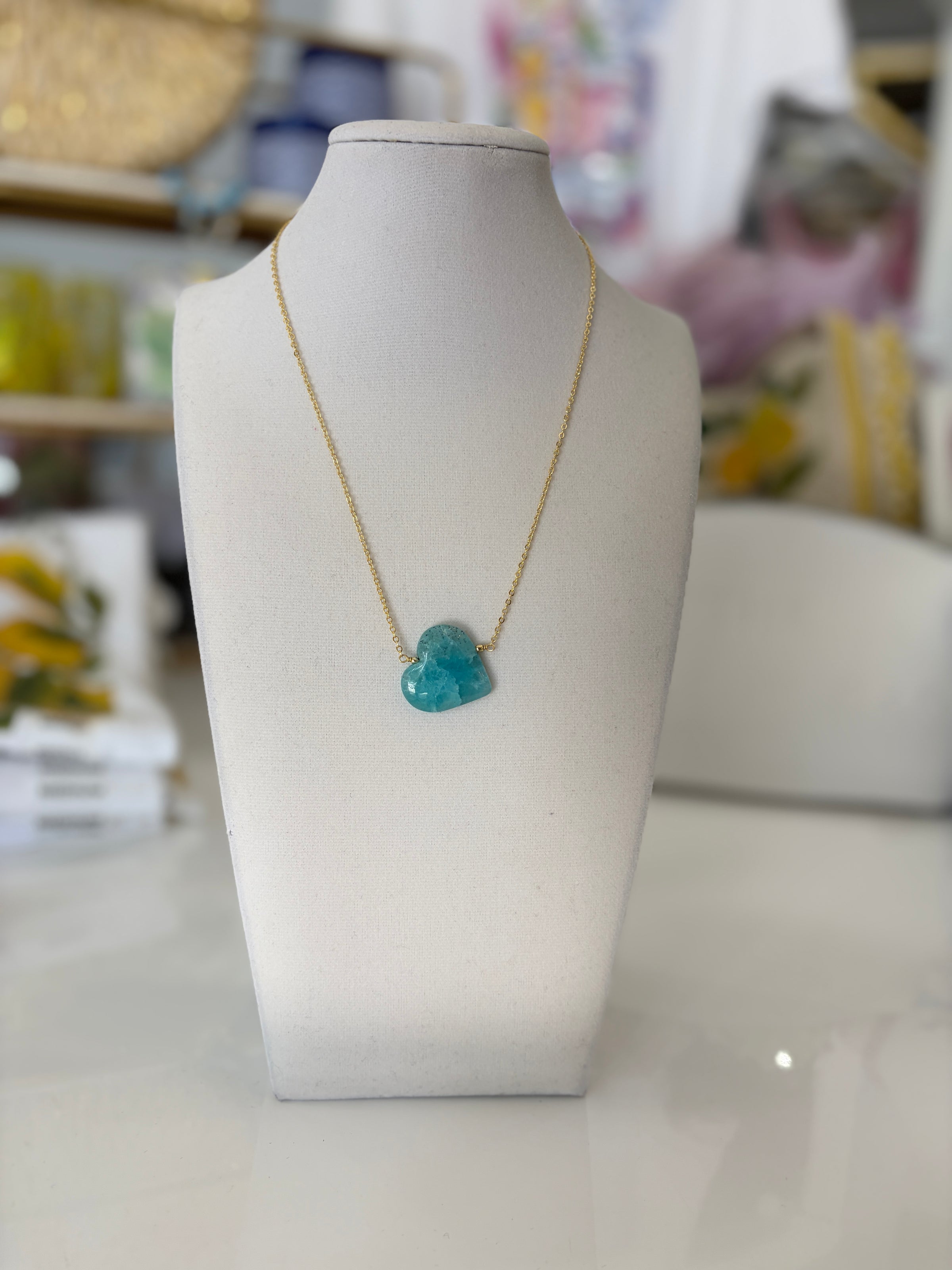 Heart Pendant Necklace - Blue