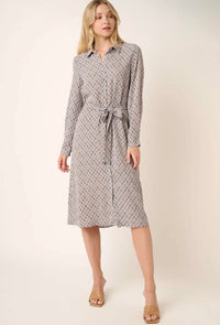 Abstract Self Tie Midi Dress