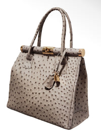 Milana Ostrich Handbag - Taupe