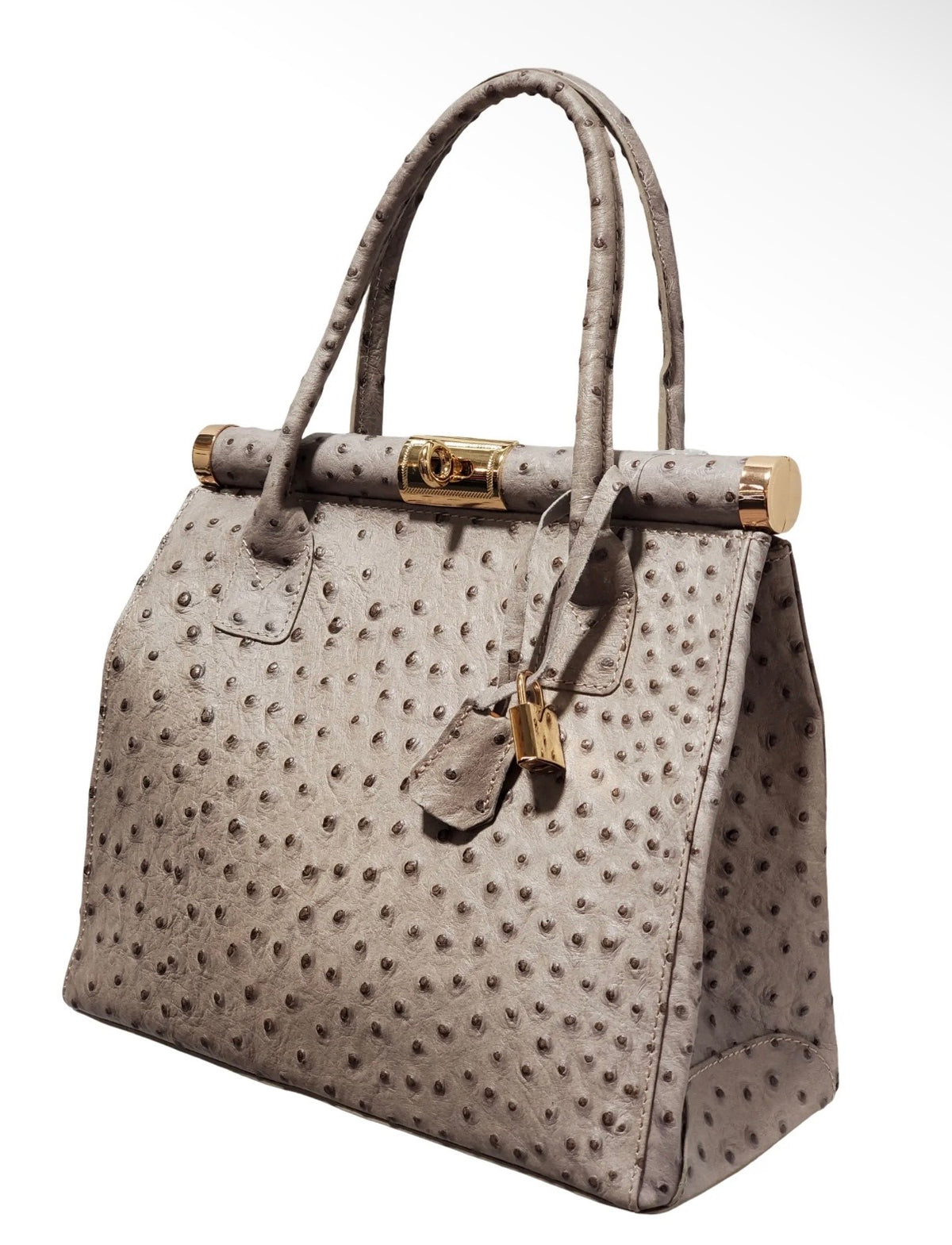 Milana Ostrich Handbag - Taupe