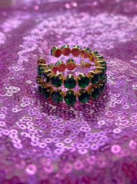 Rhinestone Hoop Earrings - Emerald