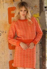 Snowflake Knit Sweater - Orange