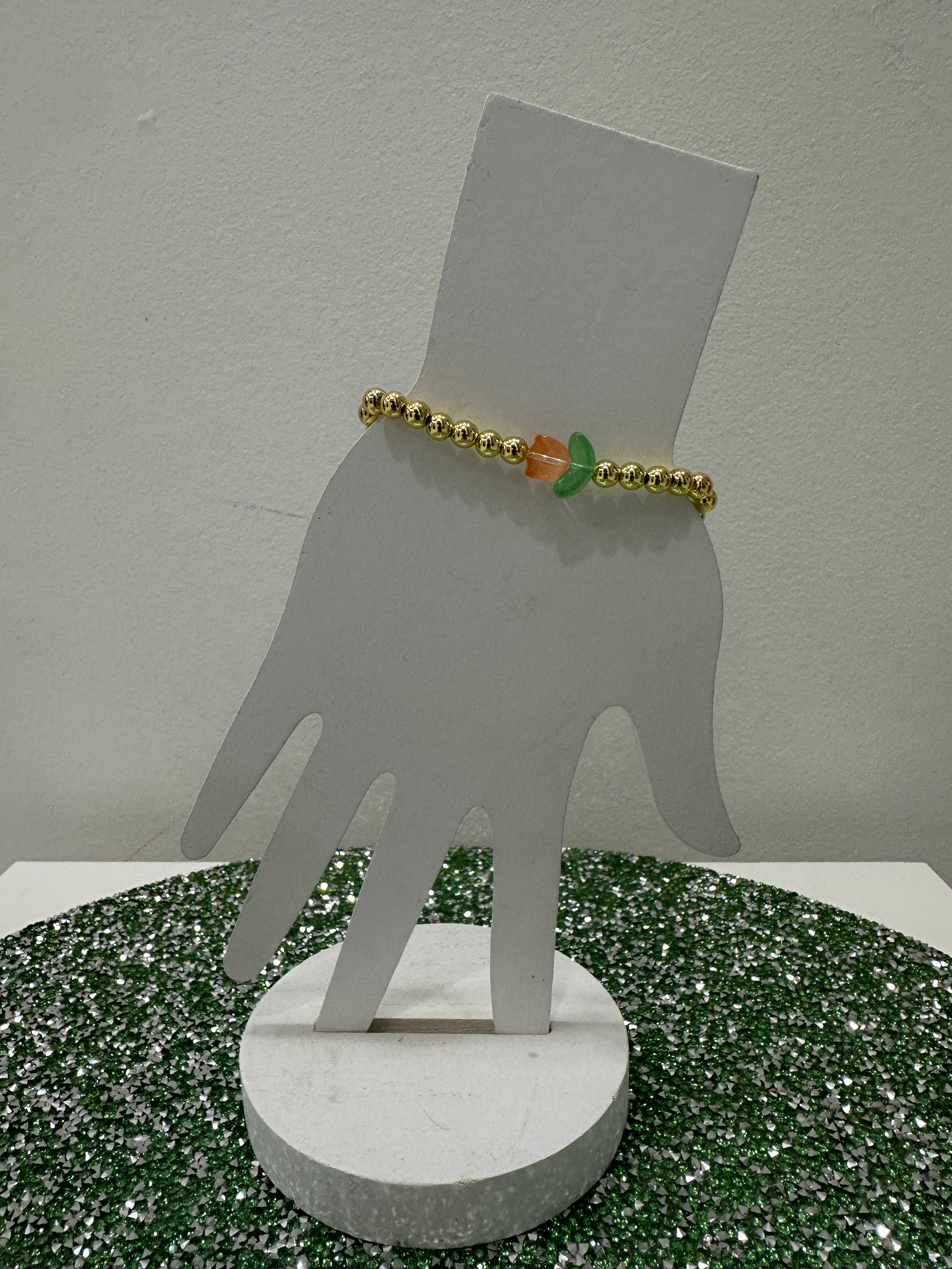 Tulip Beaded Bracelet - Orange Medium