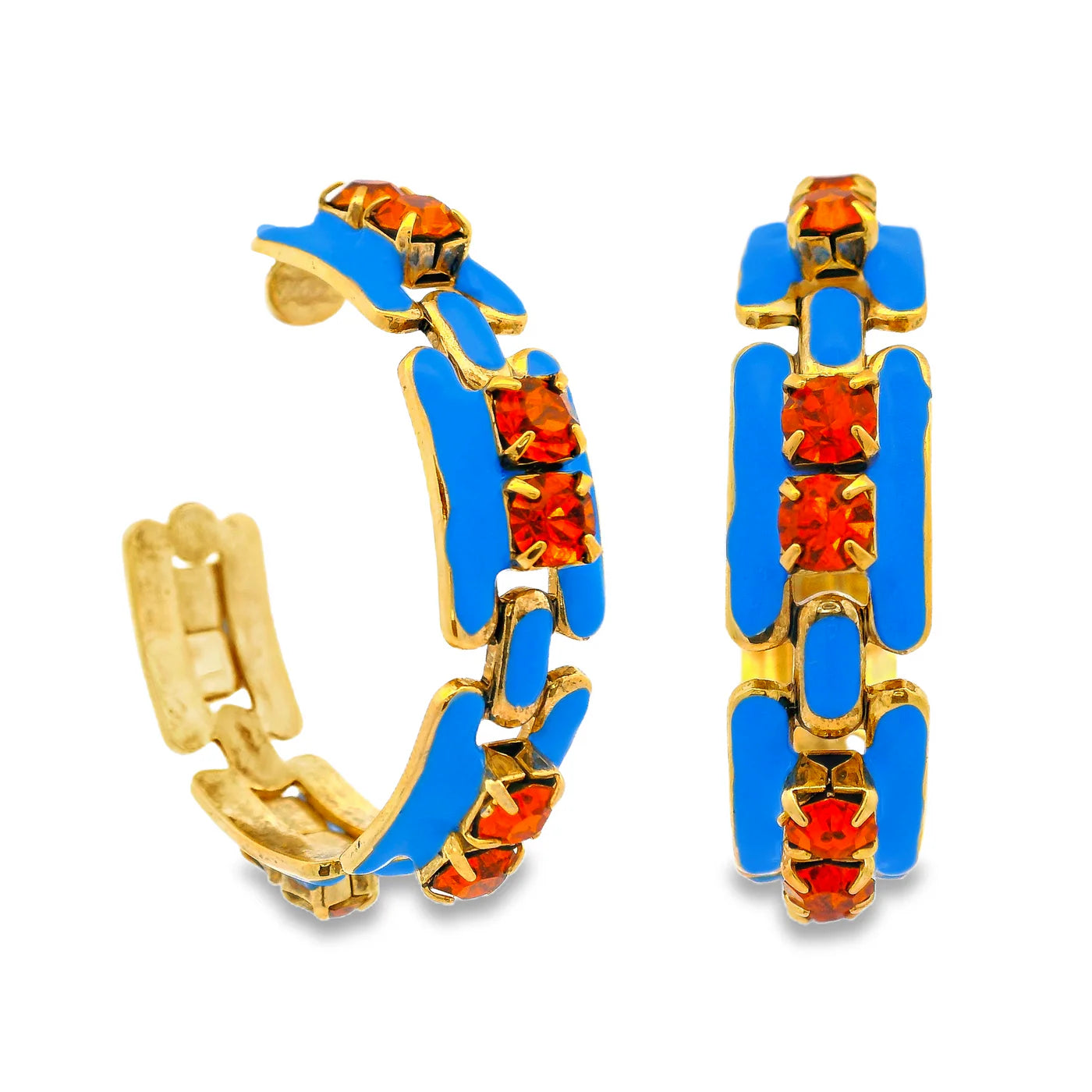 TOVA Hillary Hoops - Jean Blue & Bright Orange