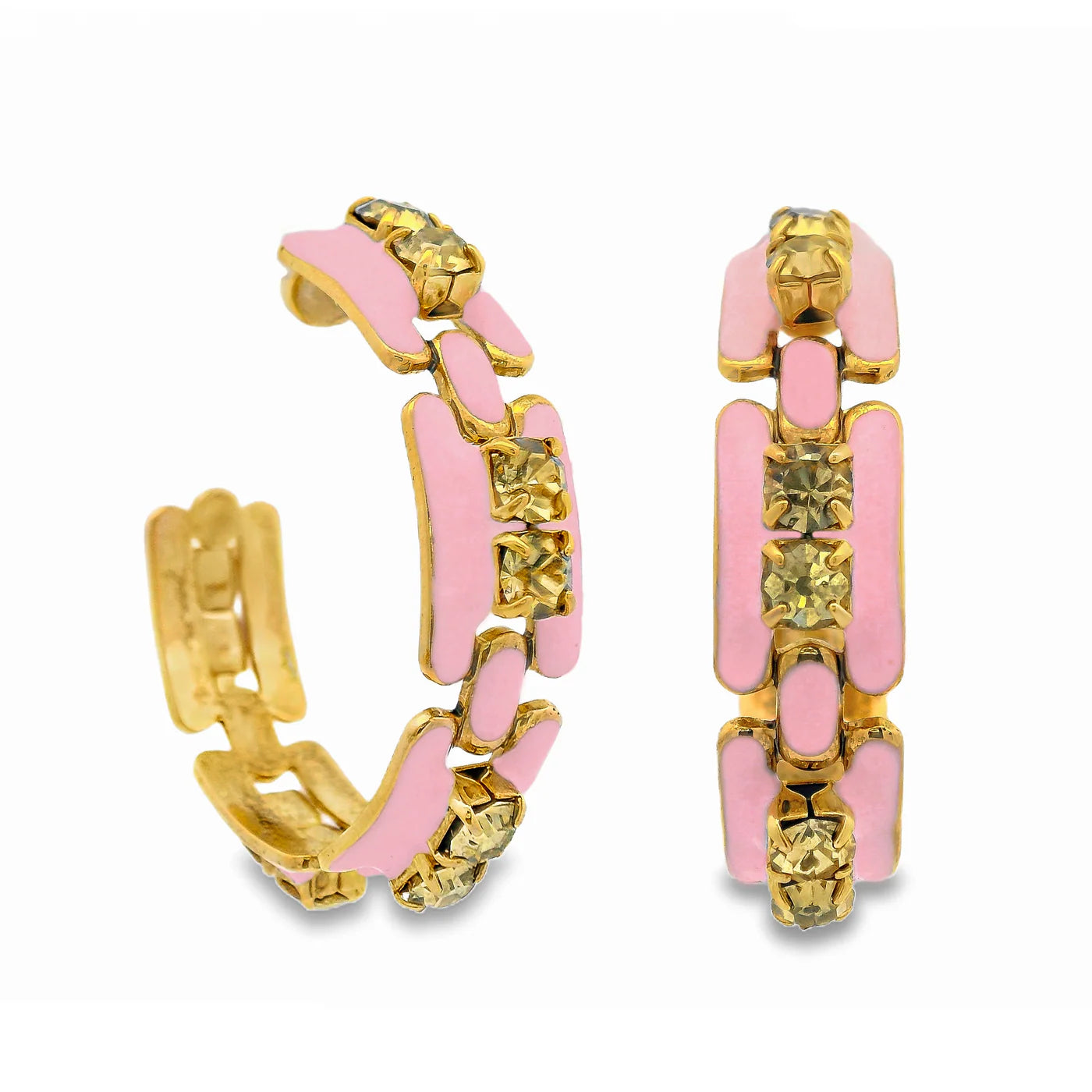 TOVA Hillary Hoops - Light Pink & Light Yellow