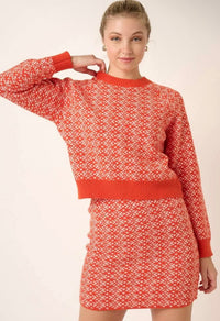 Snowflake Knit Sweater - Orange