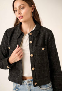 Blair Tweed Cropped Jacket - Black