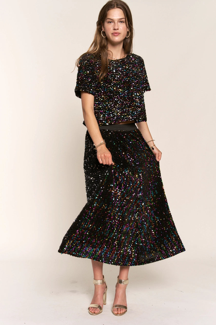 Sequin Maxi Skirt
