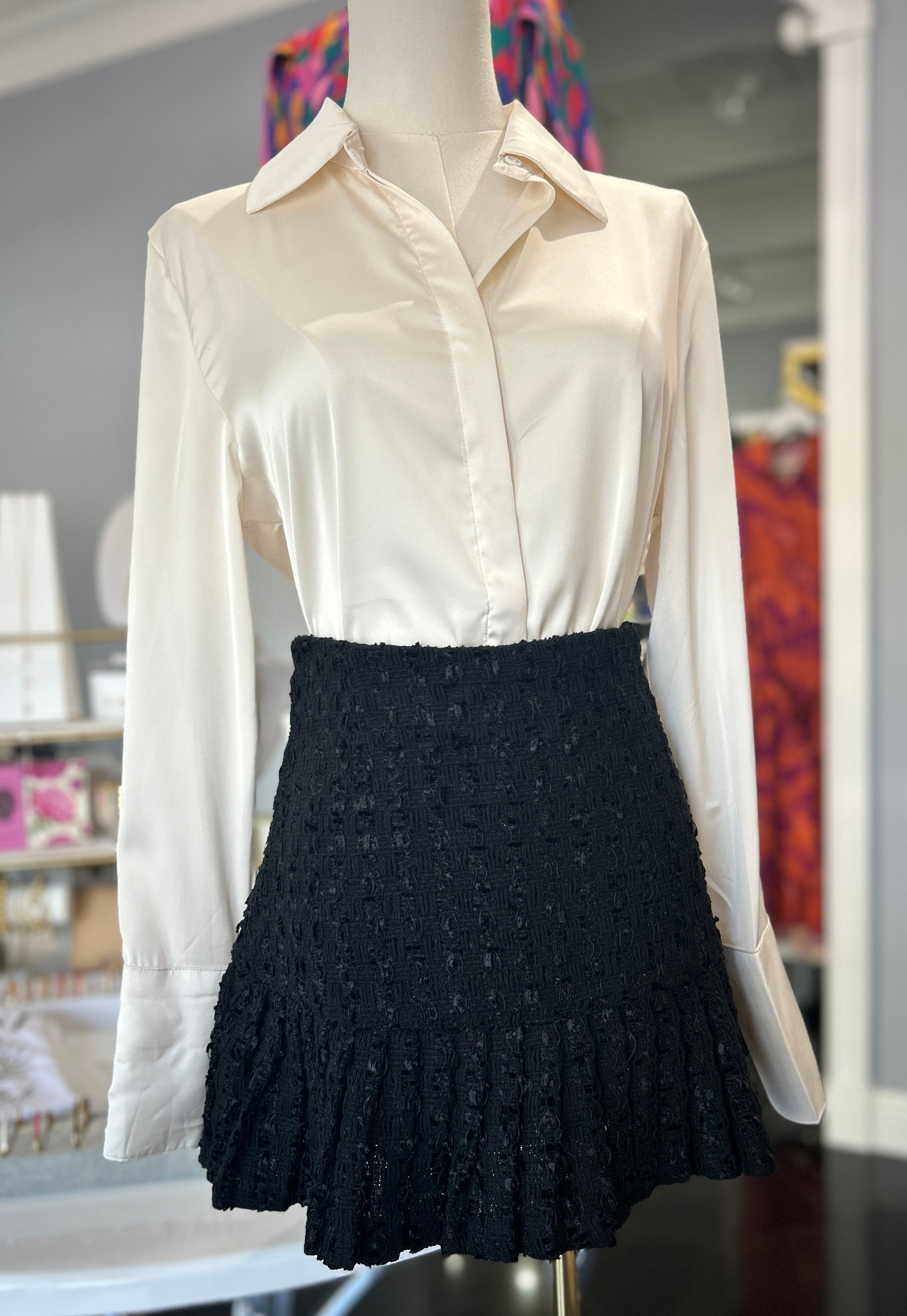 Tweed Mini Skirt - Black