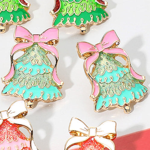 Christmas Tree Stud Earrings - Blue