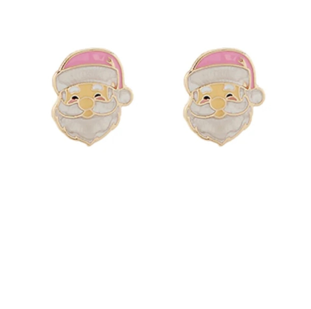 Santa Stud Earrings - Pink