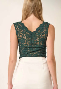 Lace Knit Top - Forest