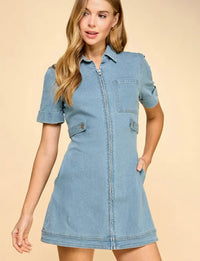 Denim  Mini Dress - Light Denim