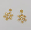 Snowflake Beaded Earrings - Gold