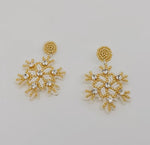 Snowflake Beaded Earrings - Gold