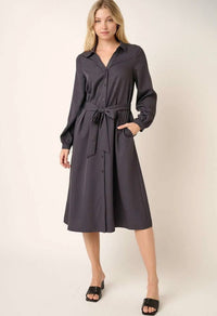 Titanium Self Tie Midi Dress