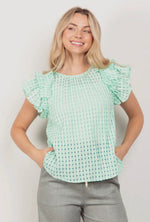 Organza Ruffled Blouse - Green