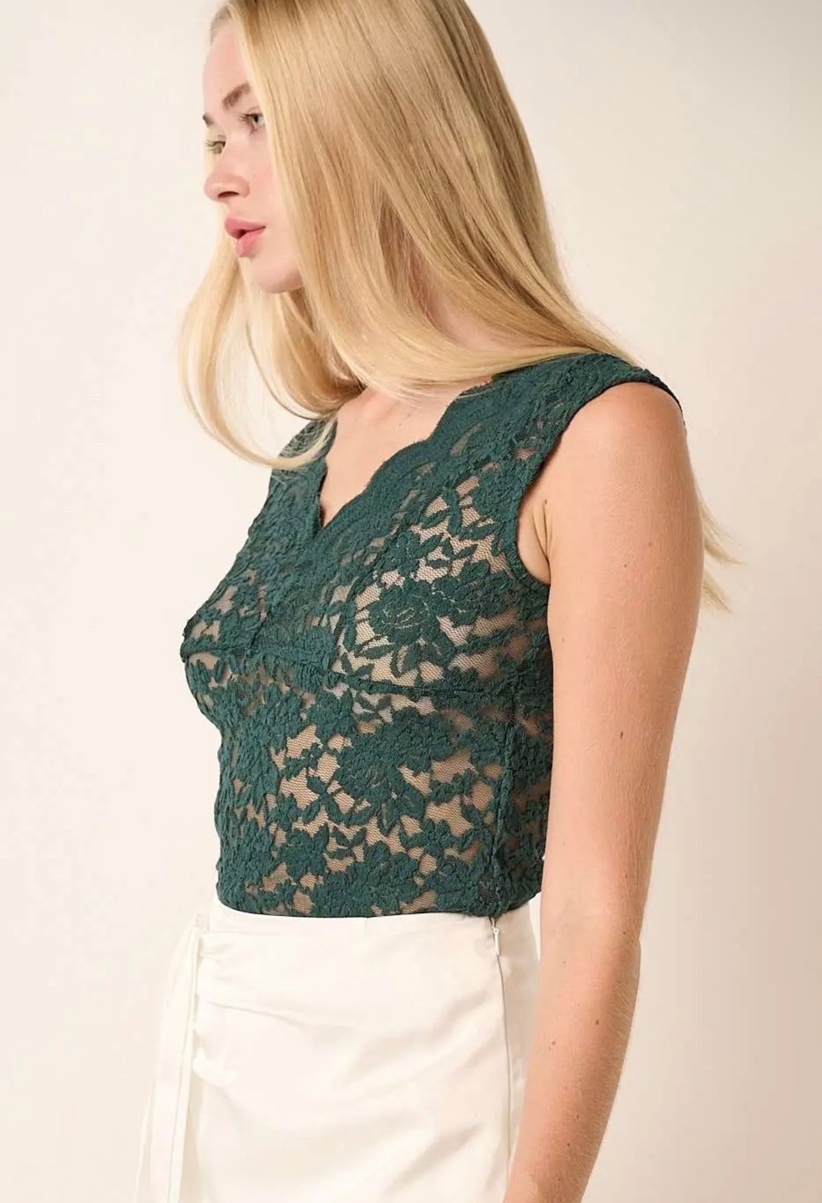 Lace Knit Top - Forest