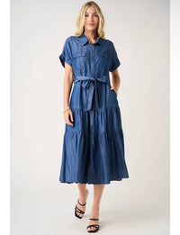 Dark Denim Self Tie Maxi Dress