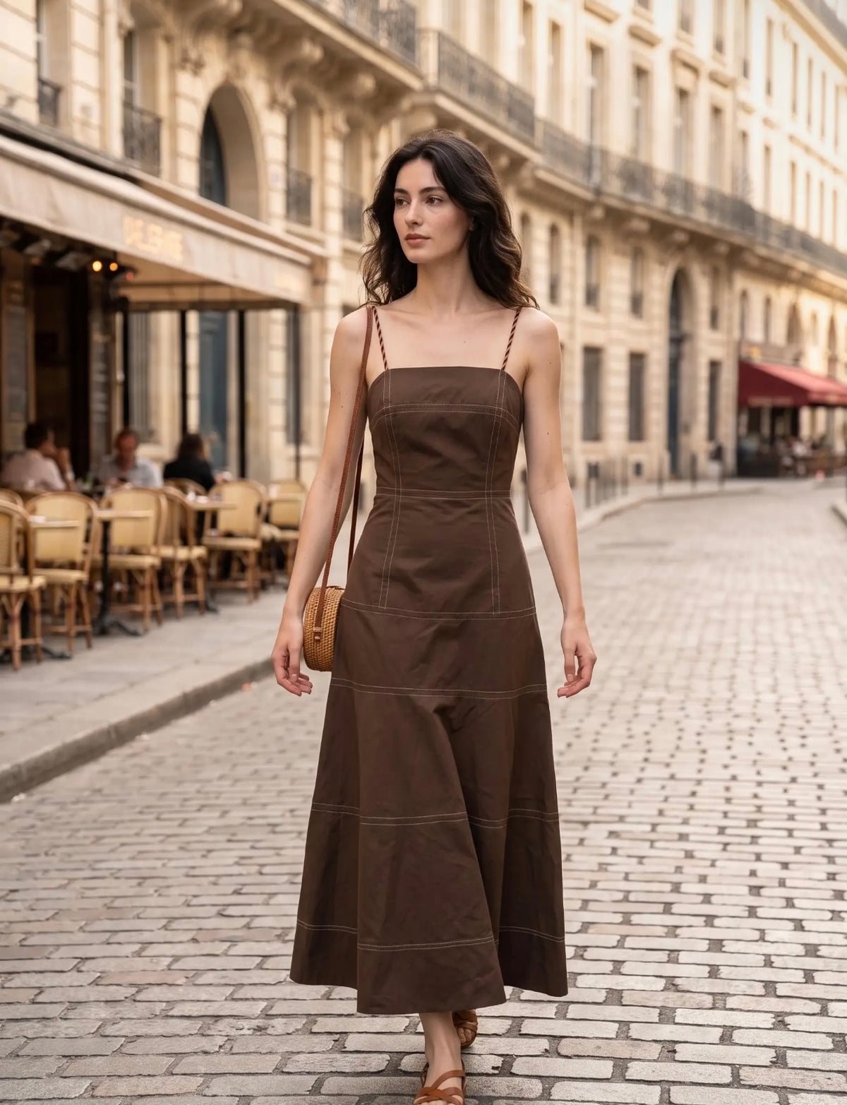 A-Line Maxi Dress - Chocolate Brown