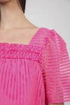 Organza Stripe Blouse Top - Pink