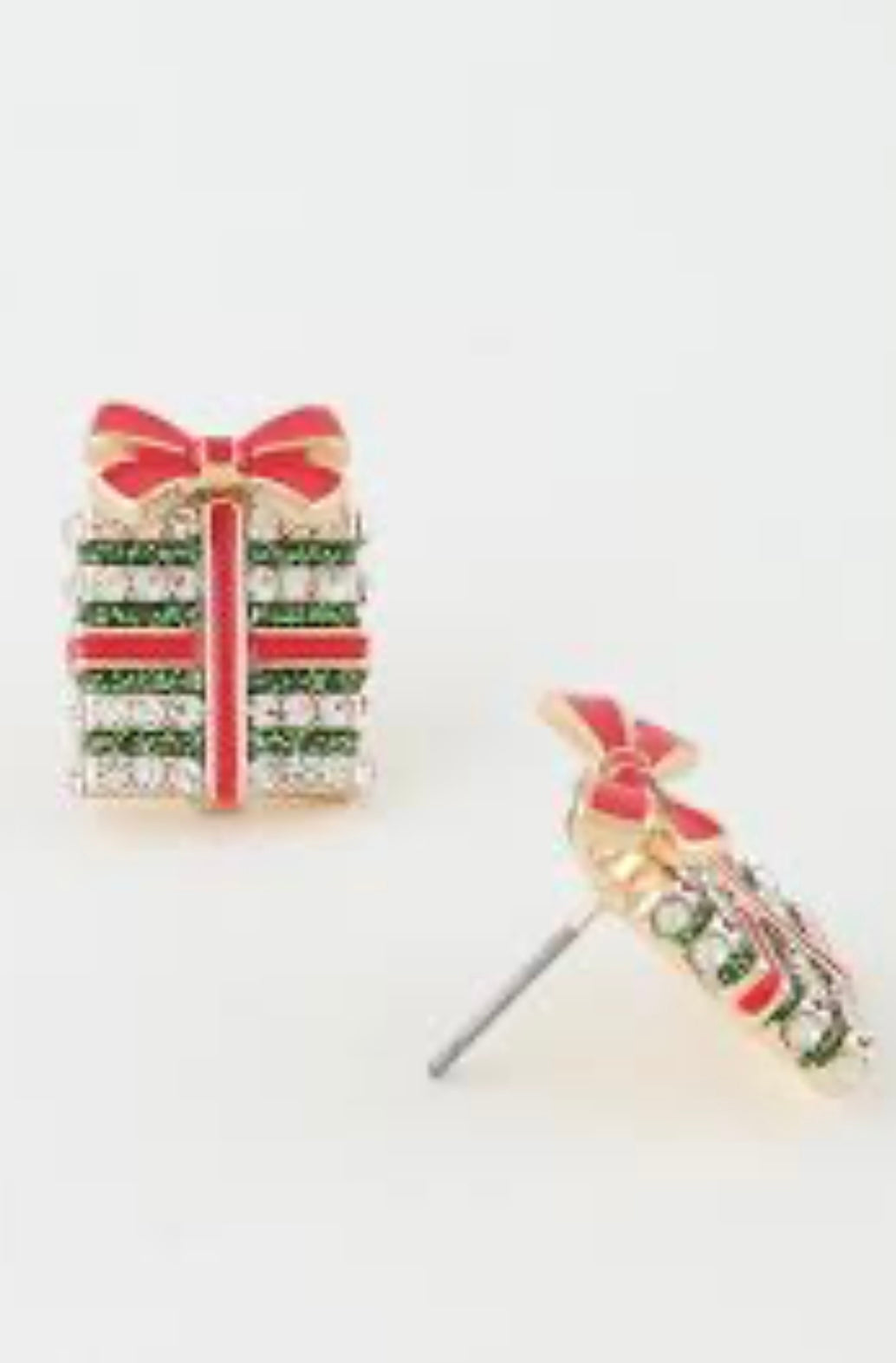 Present Stud Earrings - Green/White