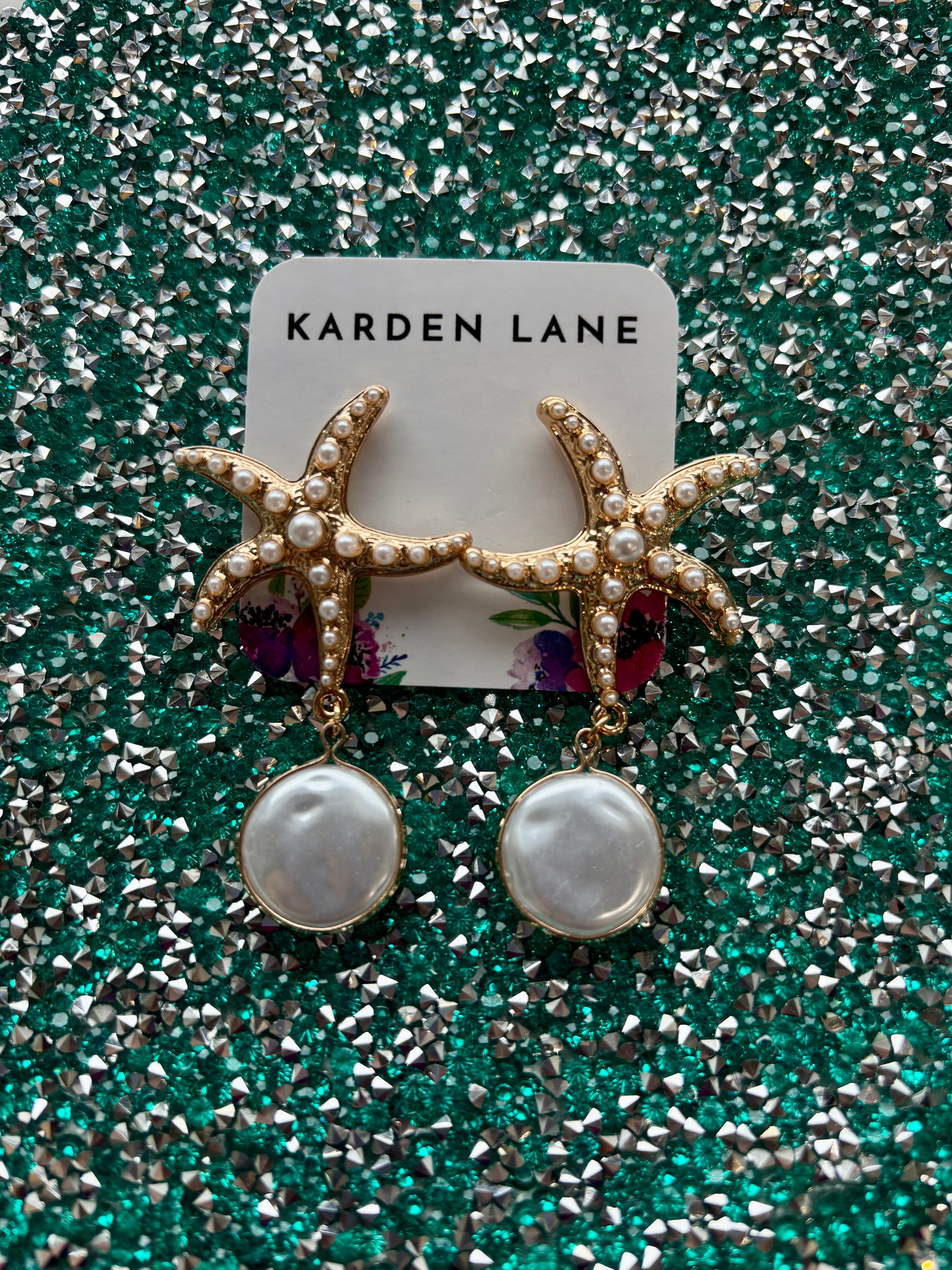 Starfish Pearl Drop Earrings