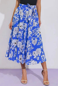 Floral Poplin Midi Skirt