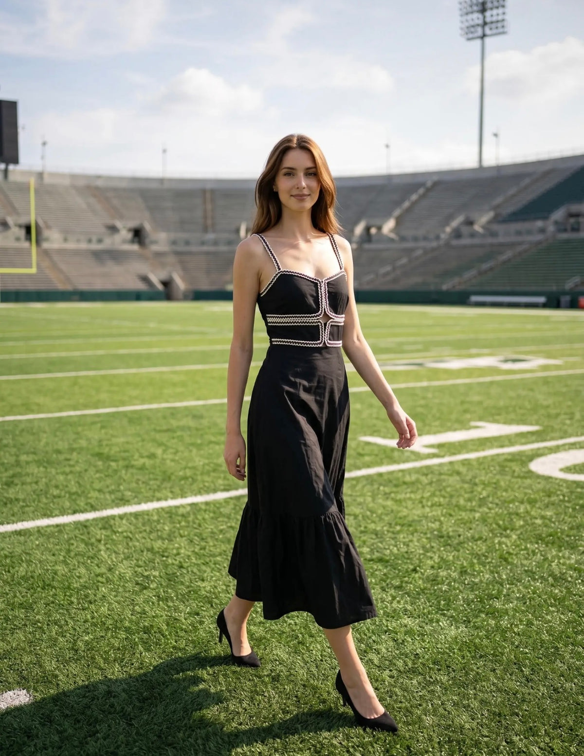 Sweetheart Midi Dress - Black