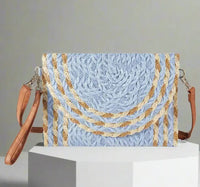 Ratan Woven Crossbody Clutch - Periwinkle