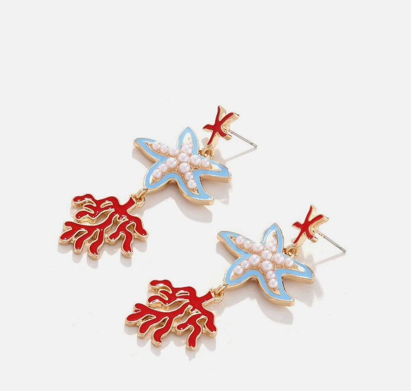 Coral Reef Earrings - Blue/Red