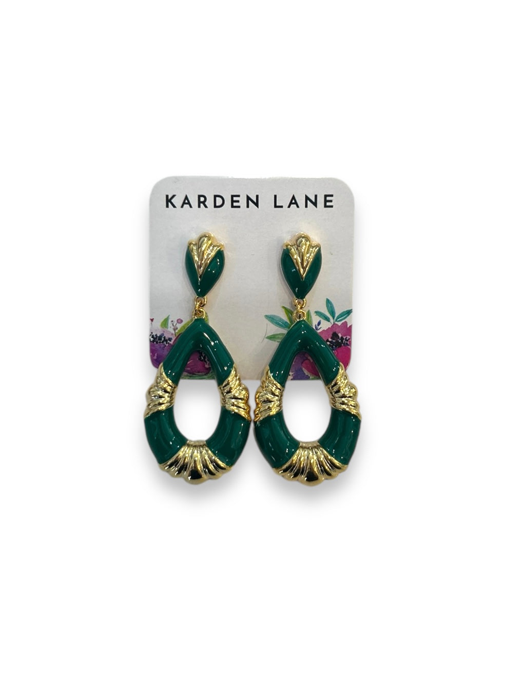 Vintage Inspired Enamel Earrings - Green