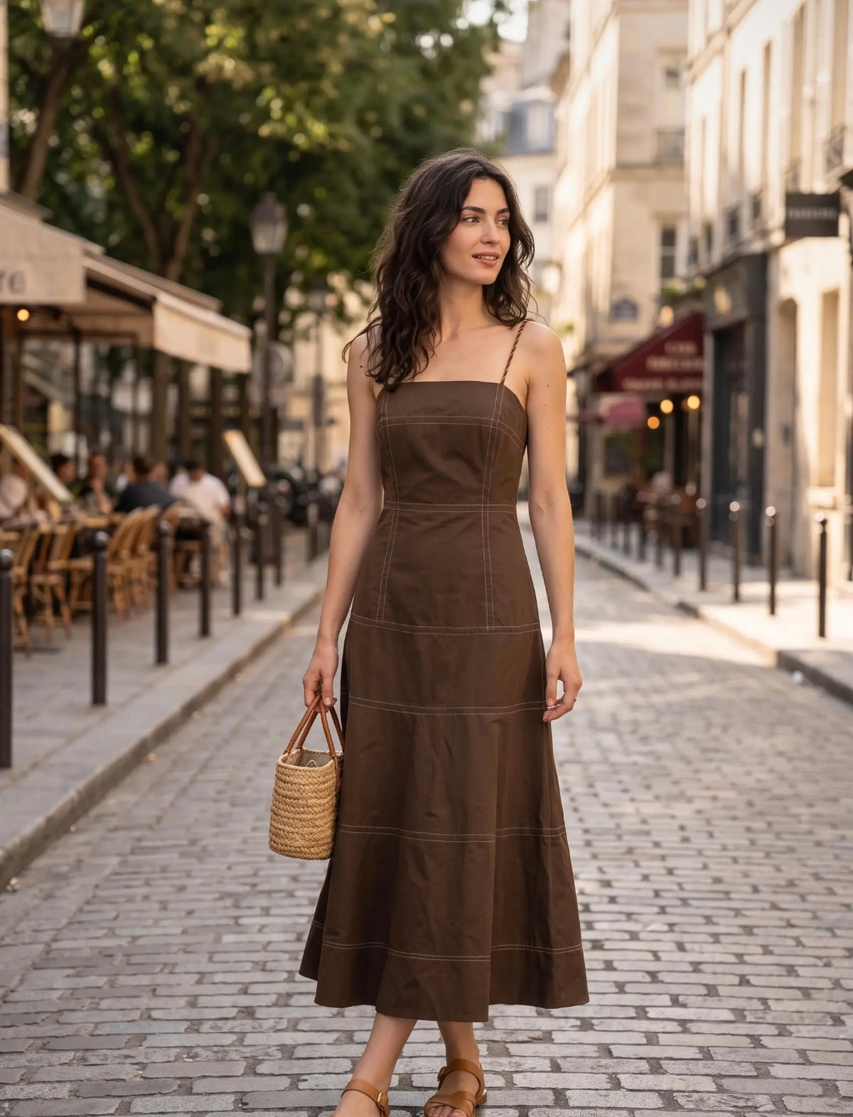 A-Line Maxi Dress - Chocolate Brown