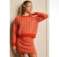 Snowflake Knit Sweater - Orange