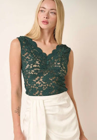 Lace Knit Top - Forest