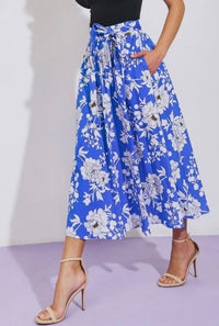 Floral Poplin Midi Skirt