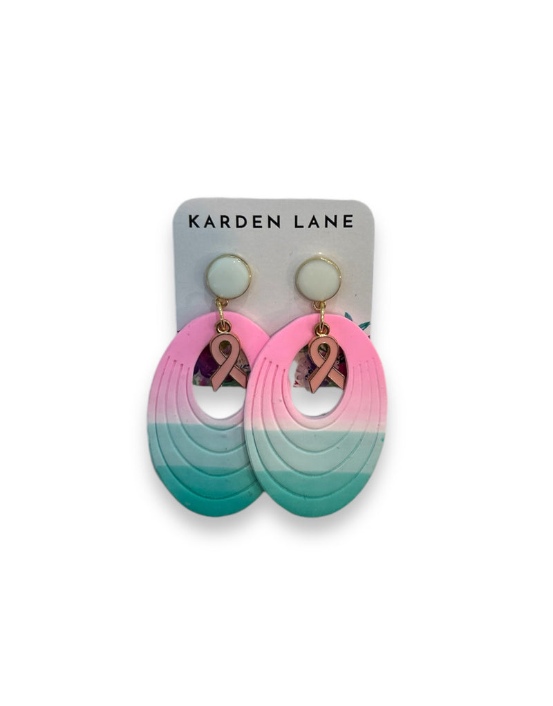 Breast Cancer Awareness Earrings - Large Oval