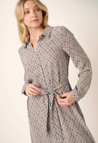 Abstract Self Tie Midi Dress