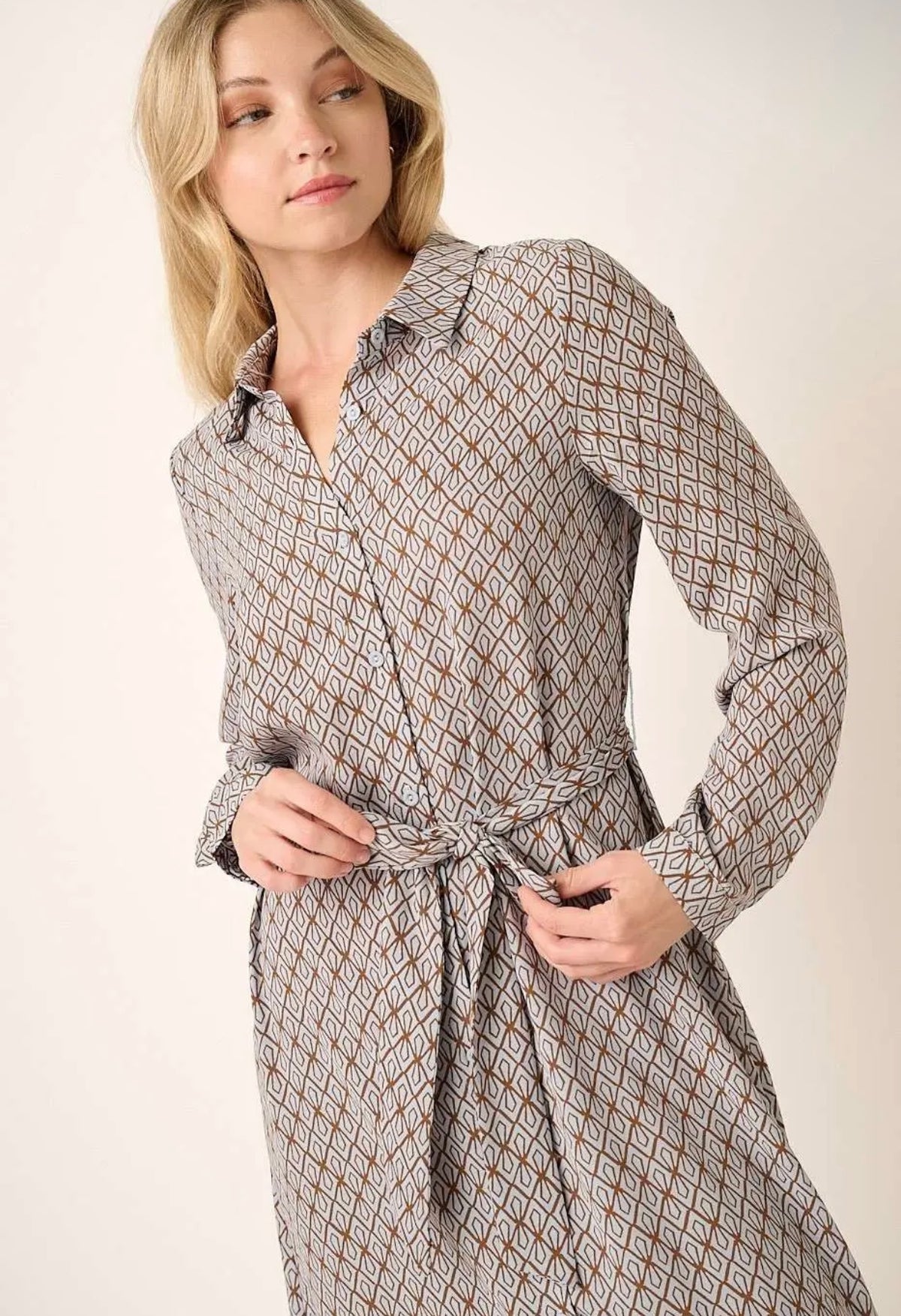 Abstract Self Tie Midi Dress