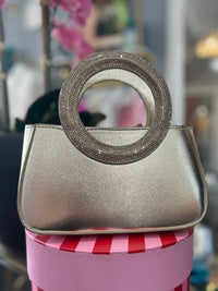 Rhinestone Bow Handbag - Gold